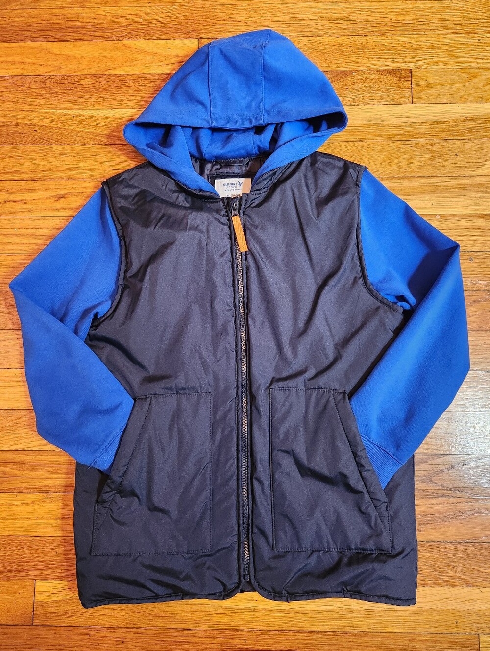 Old Navy Boys Hybrid Puffer Jacket Hoodie Navy Blue XL (14-16)